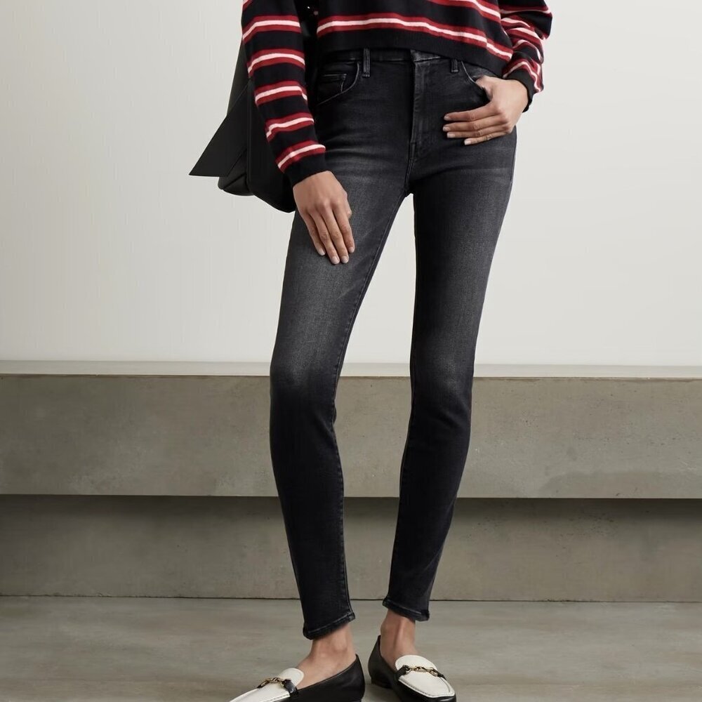 Mother The Looker Skinny Jeans in Lies and Shadows Black Women’s Size 26